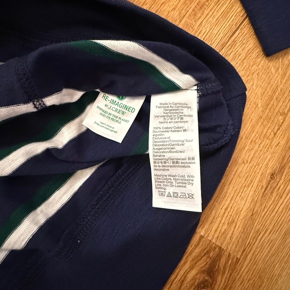 J.Crew Re-Imagined Mens Striped Pullover Hoodie Sweatshirt Blue Green Cotton - Picture 4 of 5